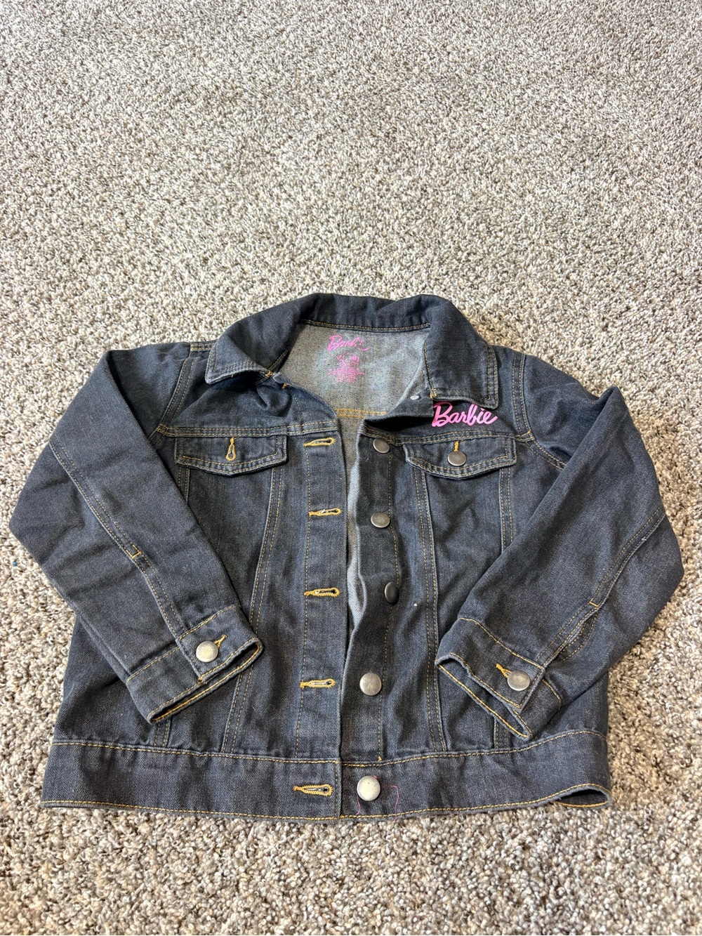 Barbie Dark Denim Jacket with Pink Logo